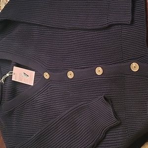 Quince Organic Cotton Oversized Boyfriend Cardigan Black L